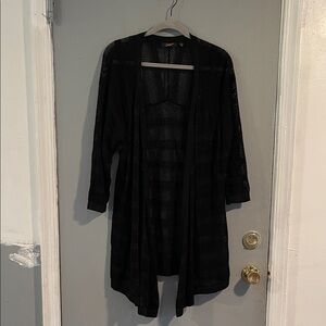 Dex Black Mesh Metallic Open Cardigan‎ Size 2X